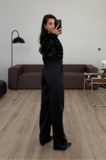 Kalın Saten Pantolon Siyah - Görsel 4