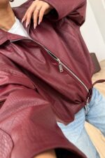 Beli Ayarlanabilir Yılan Derisi Ceket Kırmızı - Görsel 2