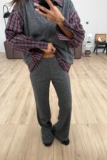 Gömlek Detaylı Triko Takım Antrasit - Görsel 3