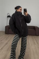 Lux Bear Peluş Ceket Füme - Görsel 2