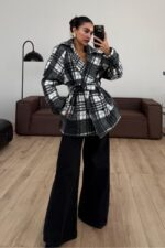 Ekose Bağlamalı Kaban Gri