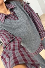 Gömlek Detaylı Triko Takım Antrasit - Görsel 2