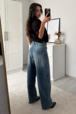 Sara Mavi Eskitme Ballon Jean - Görsel 4