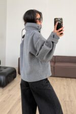 Kaşe Çizgili Düğmeli Ceket Antrasit - Görsel 4