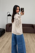 Boğazlı Oversize Kazak Taş - Görsel 3