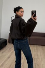 Beli Ayarlanabilir Kadife Yaka Ceket Kahverengi - Görsel 3