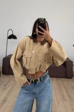 Beli Ayarlanabilir Kısa Ceket Açık Sarı