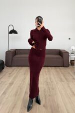 Nova Hırkalı Triko Takım Bordo