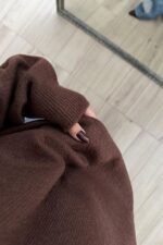 Yumuşak bisiklet Yaka Triko Kazak Kahverengi - Görsel 3