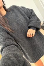 Balon Kol Triko Kazak Antrasit - Görsel 2