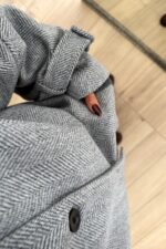 Balık Sırtı Dik Yaka Yumuşak Kaban Antrasit - Görsel 4