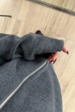 Kapşonlu Triko Hırka Pantolon Takım Antrasit - Görsel 4