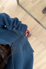 Oversize Kapşonlu Hırka Lacivert - Görsel 3