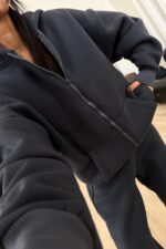 Oversize Kapşonlu Hırka Antrasit - Görsel 2