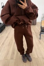 Paçası Lastikli Eşofman Altı Kahverengi - Görsel 2