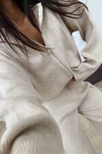 Kapşonlu Triko Hırka Pantolon Takım Bej - Görsel 2