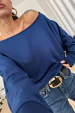 Yarasa Kollu Modal Bluz Lacivert - Görsel 2