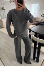 Premium Fitilli Triko Takım Antrasit - Görsel 2