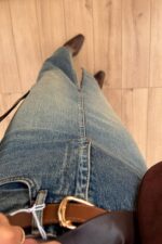 Önü Yırtmaçlı Kemerli Kot Etek - Görsel 3