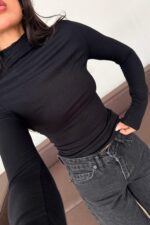 Yarım Balıkçı Uzun Kol Body Siyah - Görsel 2