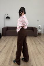 Kesik Paçalı Straight Kahve Jean - Görsel 3