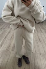 Paçası Lastikli Eşofman Altı Bej - Görsel 2