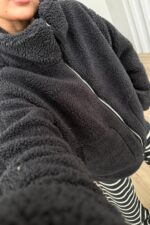 Lux Bear Peluş Ceket Füme - Görsel 3