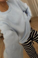 Yumuşak Bisiklet Yaka Triko Kazak Mavi - Görsel 2