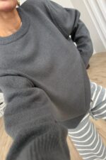 Yumuşak Bisiklet Yaka Triko Kazak Antrasit - Görsel 2