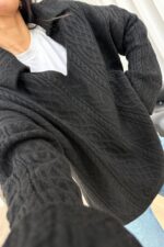 Polo Yaka Triko Kazak Siyah - Görsel 2