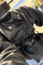 Deri Trend Dik Yaka Kısa Ceket Siyah - Görsel 4