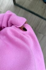 Yumuşak bisiklet Yaka Triko Kazak Fuşya - Görsel 3