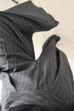 Gri Çizgili Palazzo Pantolon - Görsel 3