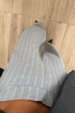 Beyaz Çizgili Pantolon Gri - Görsel 3