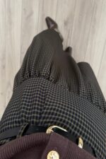 Kemerli Mini Kareli Etek Siyah - Görsel 2