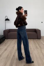 Ola Wide Leg Koyu Lacivert Jean - Görsel 4