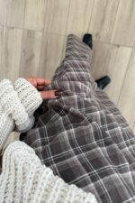 Ekose Detaylı Uzun Etek Kahverengi - Görsel 3