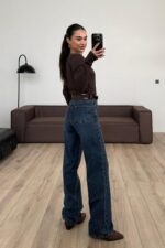 Hans Kemerli Wide Leg Koyu Mavi Jean - Görsel 4