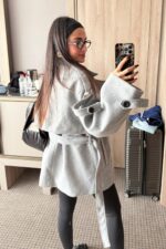 Rüzgarlıklı Kaşe Kaban Gri - Görsel 4