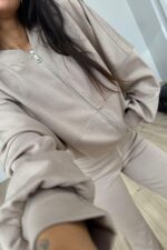 Modal İspanyol Paçalı Tayt Takım Bej - Görsel 3