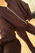 Modal İspanyol Paçalı Tayt Takım Kahverengi - Görsel 4