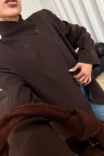 Tek Düğmeli Dik Yakalı Ceket Acı Kahve - Görsel 2