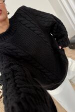 Pinterest Saç Örgülü Kazak Siyah - Görsel 2