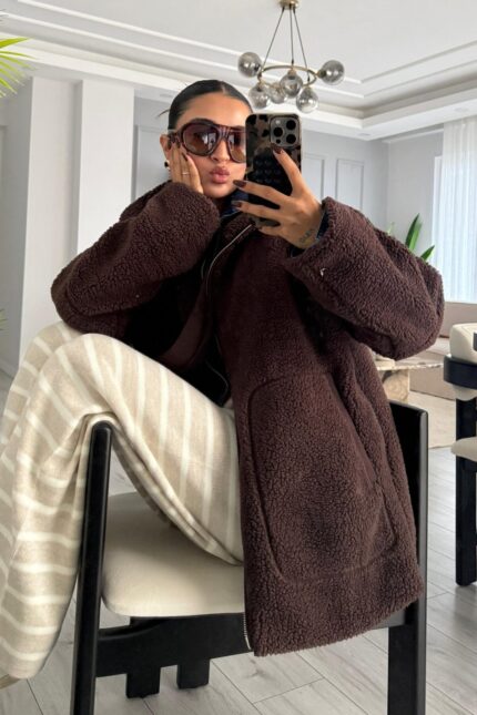 Lux Bear Peluş Ceket Acı Kahve