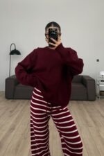 Yumuşak Bisiklet Yaka Triko Kazak Bordo