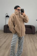 Lux Bear Peluş Ceket Bej - Görsel 2