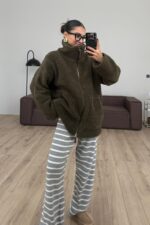 Lux Bear Peluş Ceket Haki - Görsel 2