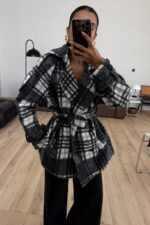 Ekose Bağlamalı Kaban Gri - Görsel 2