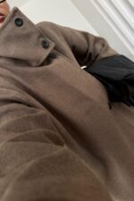 Trend Dik Yaka Kaşe Kaban Vizon - Görsel 4