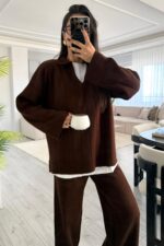 Relax Polo Yaka Triko Takım Kahverengi - Görsel 2